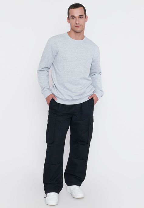 Polerón Hombre Emboss College Gris Corona-3