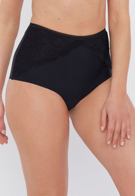 Calzón Mujer Alto Microfibra Laser Cut Negro Corona-0