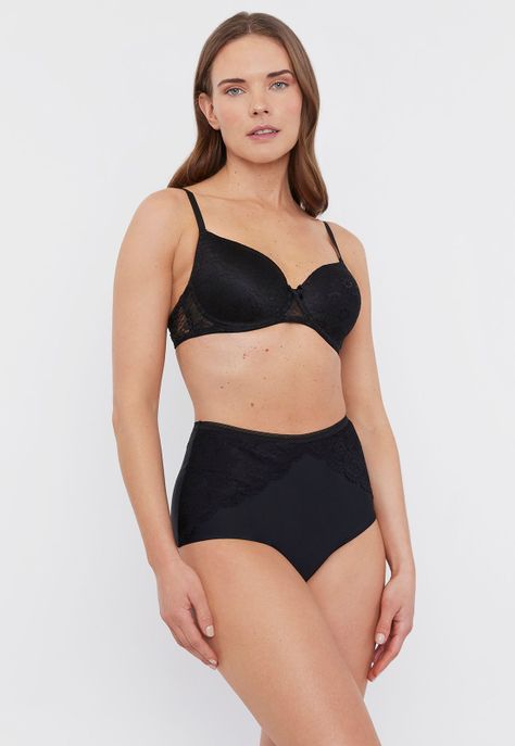 Calzón Mujer Alto Microfibra Laser Cut Negro Corona-3