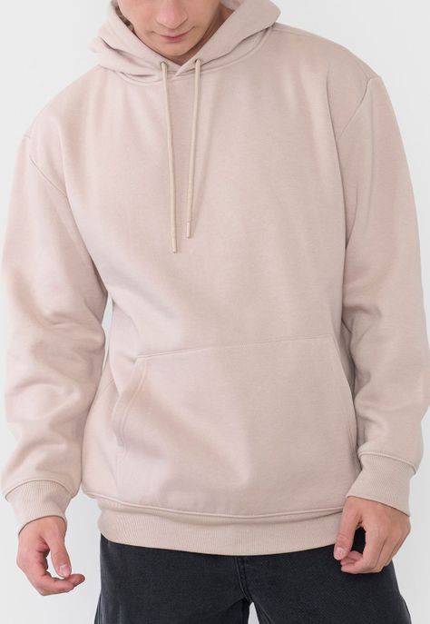 Polerón Hombre Canguro Liso Color Ecru Corona-2