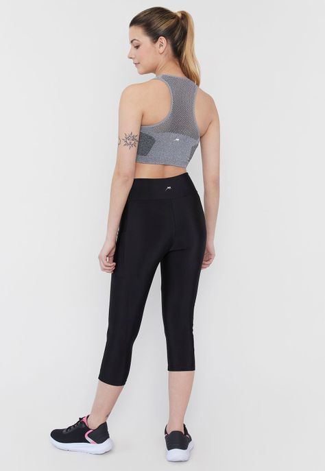 Calza Deportiva Mujer Crop Color Negro Corona-2