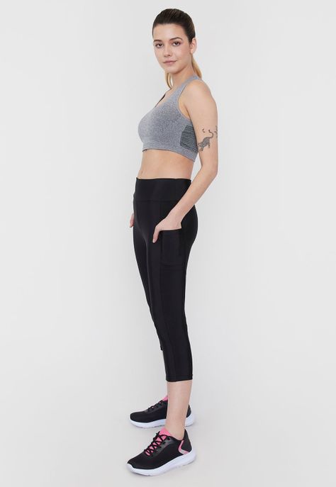 Calza Deportiva Mujer Crop Color Negro Corona-3