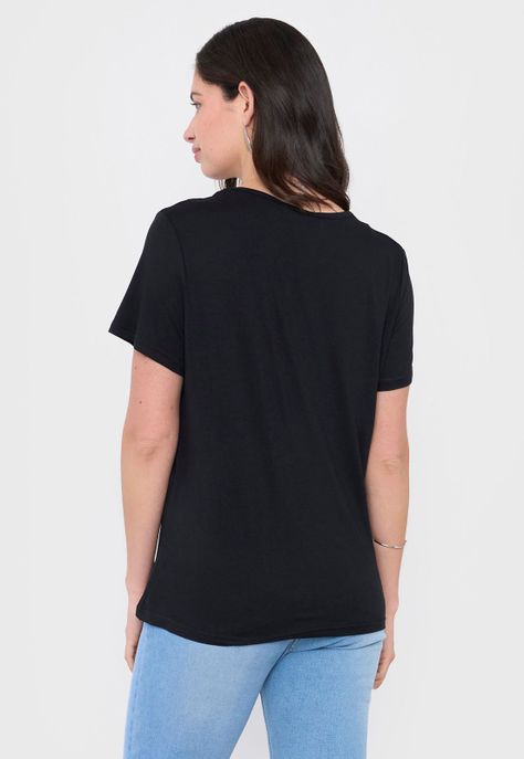 Polera Mujer Print Boho Negro Corona-1