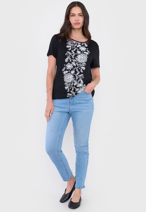 Polera Mujer Print Boho Negro Corona-3