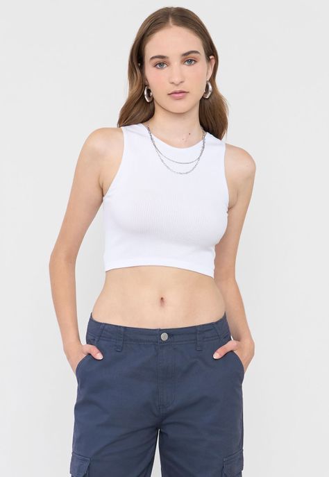 Polera Mujer Sin Mangas Cuello Halter Blanco Corona-0