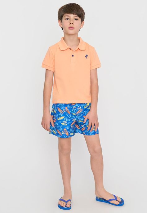 Polera Niño Kids Piqué Naranjo Corona-3