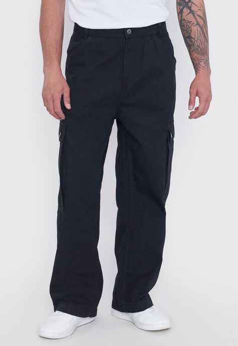 Pantalón Hombre Parachute Negro Corona-1
