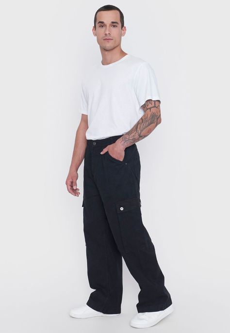 Pantalón Hombre Parachute Negro Corona-3