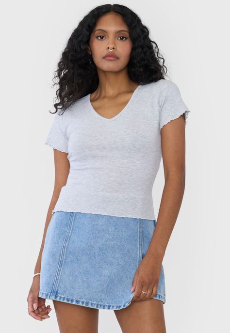 Polera Mujer Manga Corta Lisa Gris Melange Corona-0