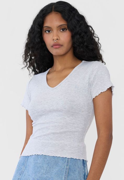 Polera Mujer Manga Corta Lisa Gris Melange Corona-2