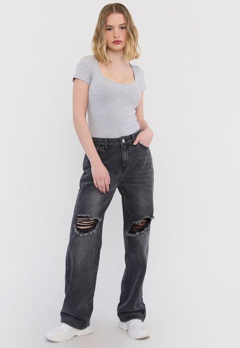 Jeans Roturas Mujer Noventero Azul Claro Corona-0