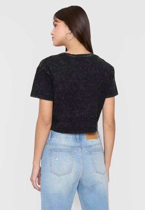 Polera Mujer Fun Crop Negro Corona-1