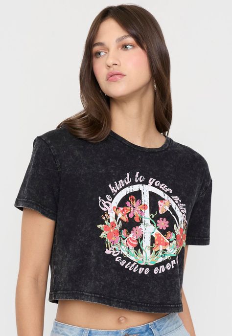 Polera Mujer Fun Crop Negro Corona-2