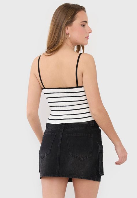 Peto Mujer Tejido Cuello V Ecru Corona-1