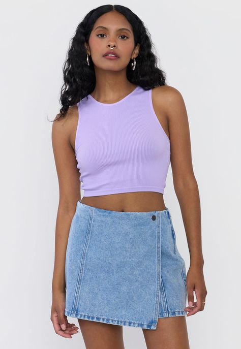 Polera Mujer Cuello Halter Sin Mangas Morado Corona-0