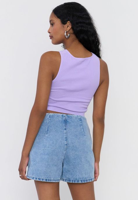 Polera Mujer Cuello Halter Sin Mangas Morado Corona-1