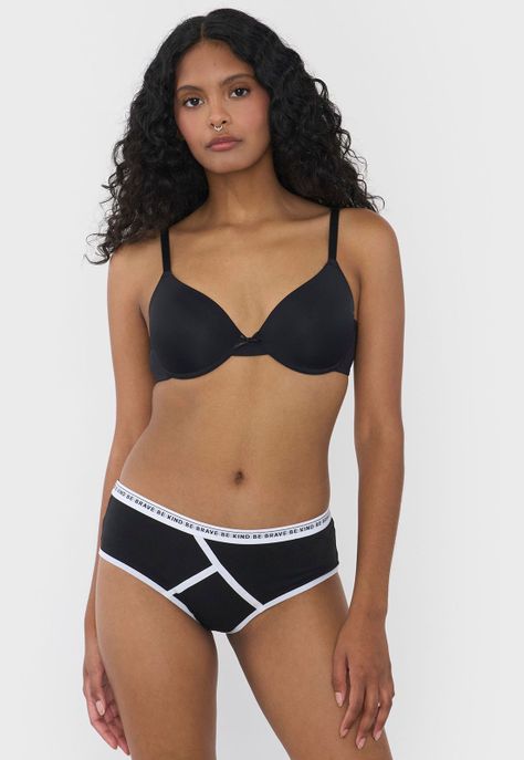 Boyshort Mujer Cotton Negro/Blanco Corona-0