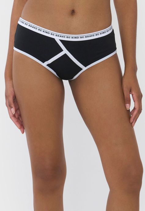 Boyshort Mujer Cotton Negro/Blanco Corona-1