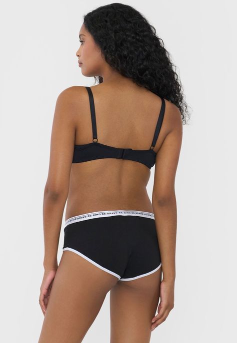 Boyshort Mujer Cotton Negro/Blanco Corona-2