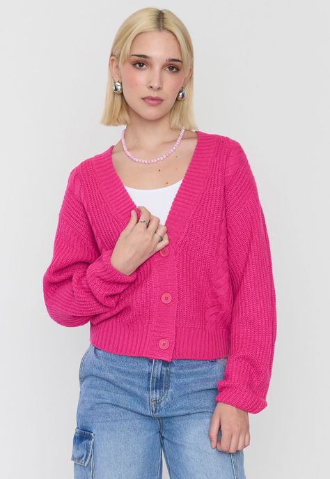 Tejido Mujer Cárdigan Fucsia Corona-0