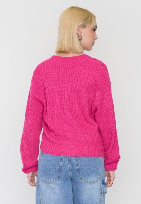 Tejido Mujer Cárdigan Fucsia Corona-1