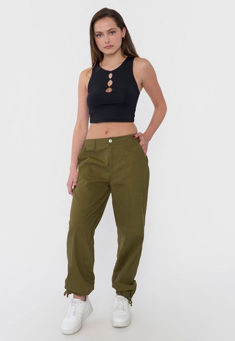 Pantalón Mujer Ajustable Verde Oliva Corona-0
