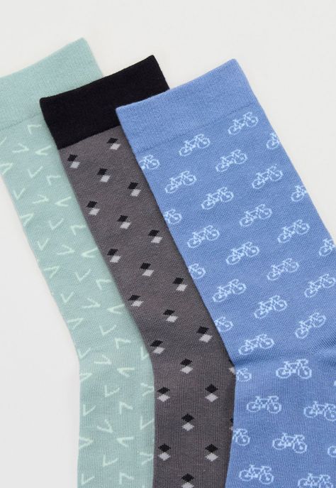 Calcetines Hombre Tripack Print Mix Celeste Corona-1