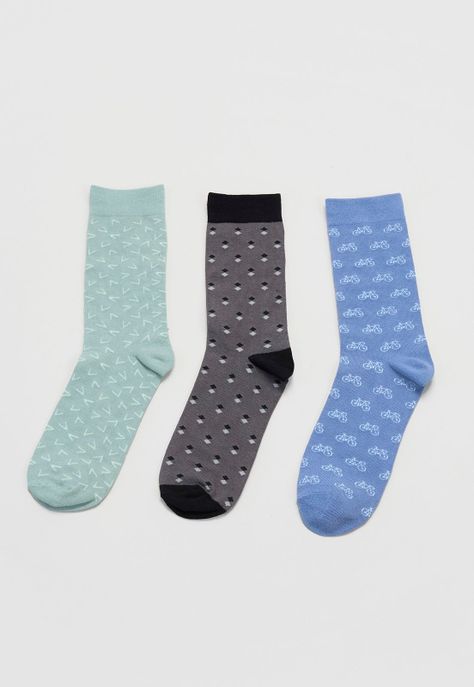 Calcetines Hombre Tripack Print Mix Celeste Corona-2