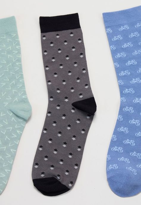 Calcetines Hombre Tripack Print Mix Celeste Corona-3