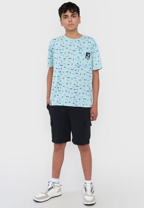 Polera Niño Teen MC Full Bolsillo Verde Corona-3