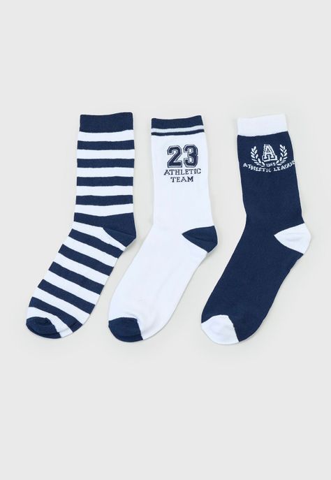 Calcetines Hombre Print Tripack Azul Corona-2