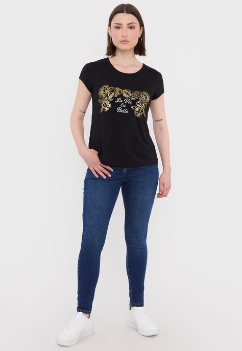 Polera Mujer Viscosa Negro La Vie Est Belle Corona-3