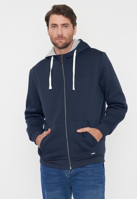 Polerón Hombre Full Zipper Cierre Color Navy Corona-0