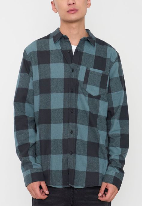 Camisa Hombre Cuadros Color Azul Corona-2