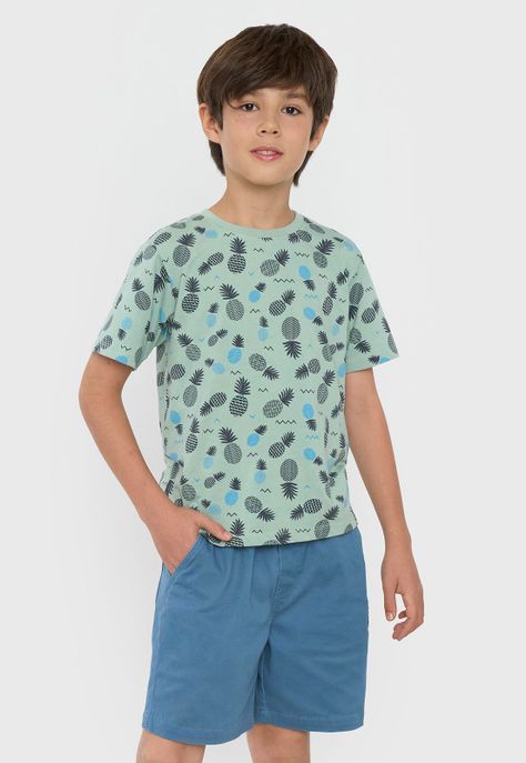 Polera Niño Kids Manga Corta Full Verde Corona-0