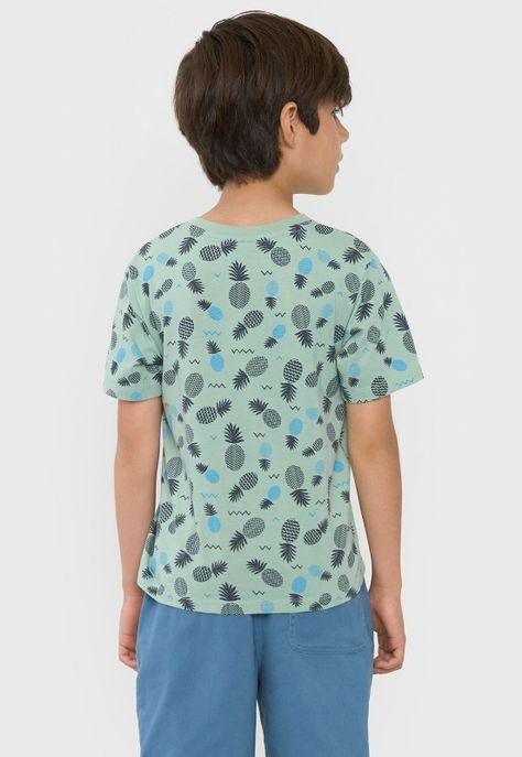 Polera Niño Kids Manga Corta Full Verde Corona-1