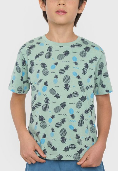 Polera Niño Kids Manga Corta Full Verde Corona-2