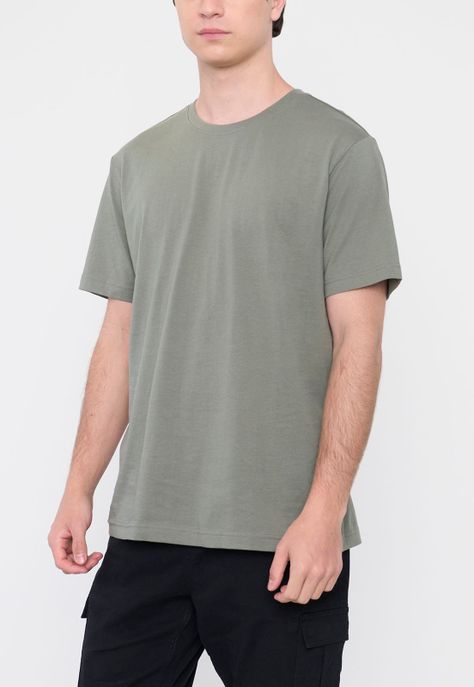 Polera Hombre Lisa R-Neck Color Verde Corona-2