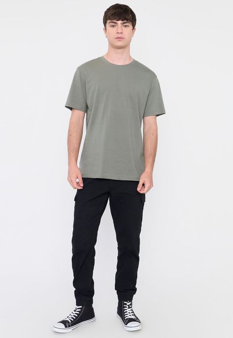 Polera Hombre Lisa R-Neck Color Verde Corona-3