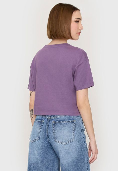 Polera Fun Mujer Manga Corta Crop Morado Corona-1