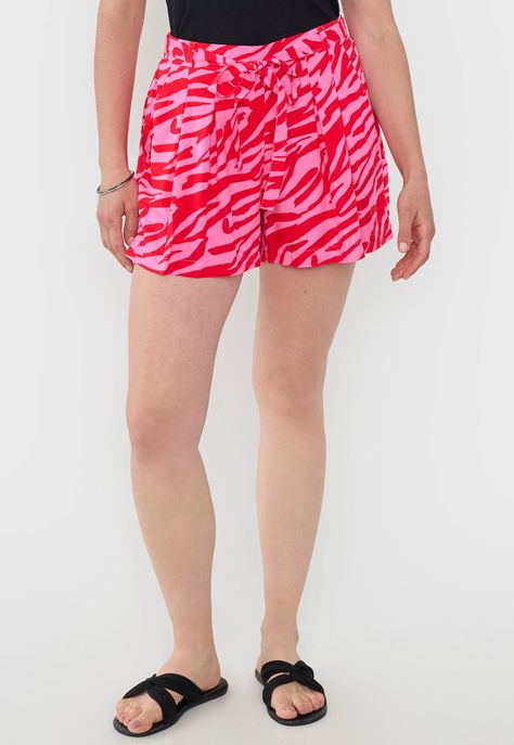Short Mujer Fluido Cinturón Print Cebra Rosado Corona-1