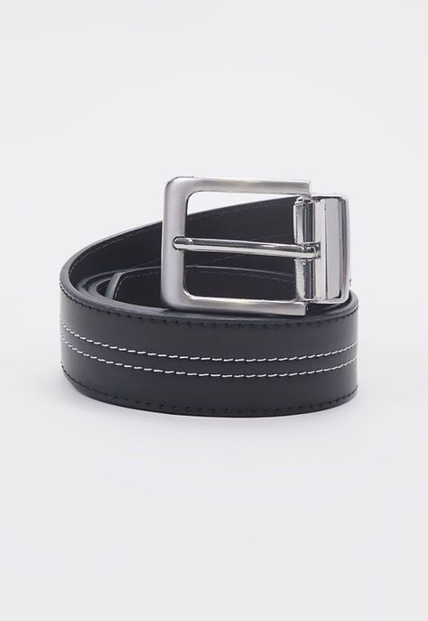 Cinturón Negro Hombre Hebilla Reversible - Corona-0