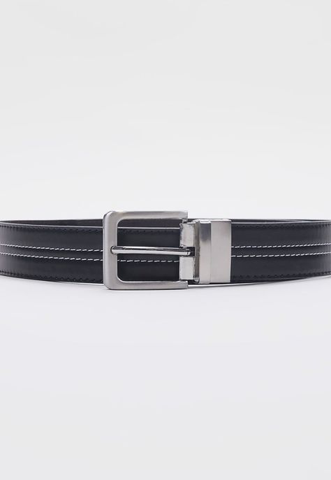 Cinturón Negro Hombre Hebilla Reversible - Corona-2