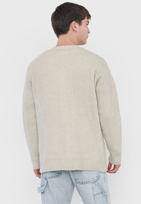 Tejido Hombre Cardigan Ecru Corona-1