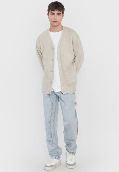 Tejido Hombre Cardigan Ecru Corona-3
