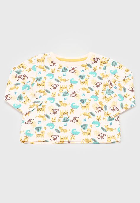 Polera Bebe Niño M/L Fullprint Ecru Corona-0
