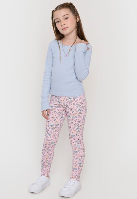 Calza Niña Kids Fullprint Rosado Corona-0