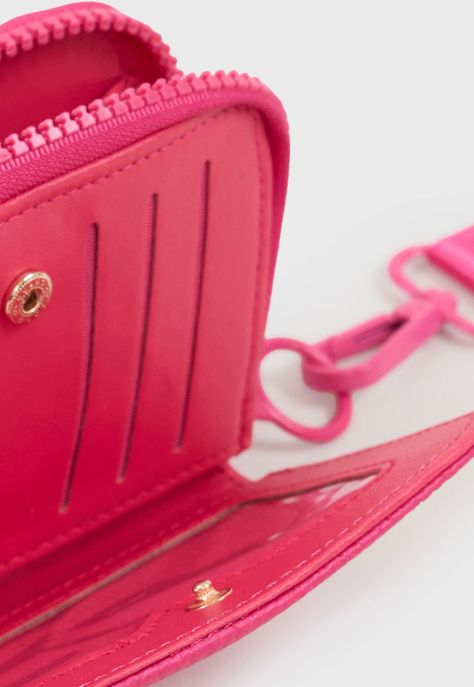 Billetera Mujer Nylon Color Fucsia Corona-3