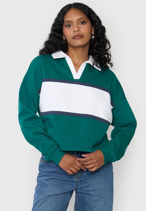 Polerón Mujer Cuello Polo Verde Corona-0
