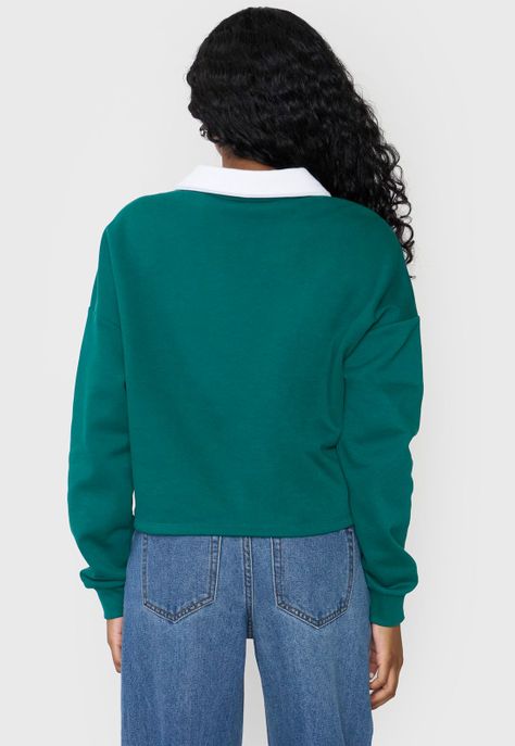 Polerón Mujer Cuello Polo Verde Corona-1